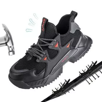 Мужская легкая летняя дышащая противоскользящая износостойкая рабочая обувь с защитой от проколов противоскользящая защитная обувь 36 чёрный