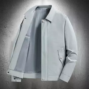 Мужская легкая повседневная парка с лацканами, осенняя куртка в деловом стиле M серый