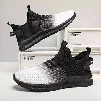 Мужская легкая прогулочная обувь, летние сетчатые дышащие кроссовки для бега, повседневные кроссовки 40 белый