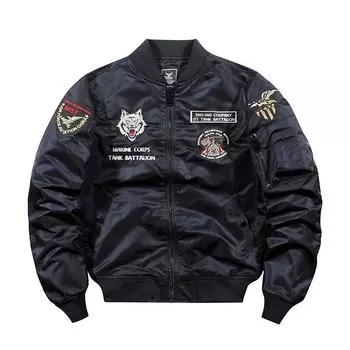 Мужская летная куртка MA1 Air Force: Весна/осень бейсбольный воротник рабочая одежда пальто XL чёрный