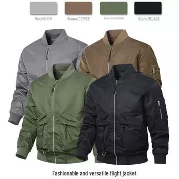 Мужская летная куртка MA-1: Свободная рабочая одежда весна/осень 2024 в бейсбольном стиле 2XL Jacket армия зеленый