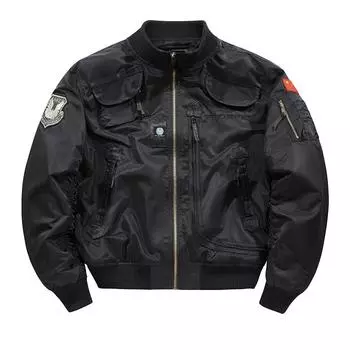 Мужская летная куртка Мужская свободная куртка на осень и весну Бейсбольная куртка Кардиган с несколькими карманами на молнии Мужская куртка M