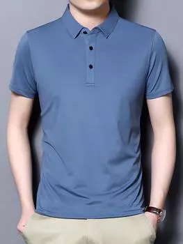 Мужская летняя быстросохнущая бесшовная рубашка-поло из ледяного шелка - высокая эластичность, не требует глажки