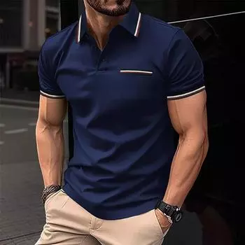 Мужская летняя деловая футболка с дизайном из рифленой ленты, повседневная модная, большого размера, с коротким рукавом, для мужчин XL тёмно-синий