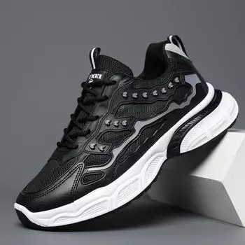 Мужская летняя дышащая повседневная повседневная обувь Мужская спортивная молодежная обувь для бега 39 чёрный