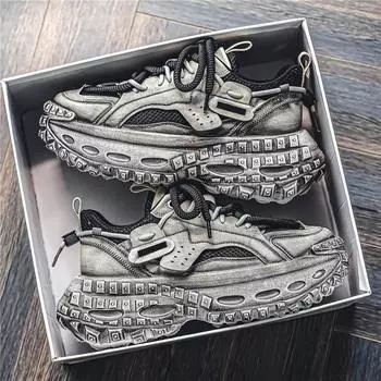 Мужская летняя дышащая сетчатая модная брендовая повседневная спортивная обувь в стиле ретро, увеличивающая рост мужская модная обувь 39