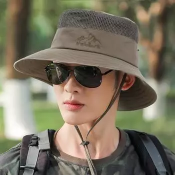 Мужская летняя дышащая шляпа рыбака, шляпа для активного отдыха с большими полями, солнцезащитная шляпа для езды на велосипеде, закрывающая лицо, дышащая шляпа для рыбалки