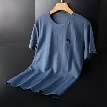 Мужская летняя футболка, эластичная повседневная и удобная футболка с круглым вырезом, дышащая свободная футболка больших размеров, однотонная спортивная футболка L белый