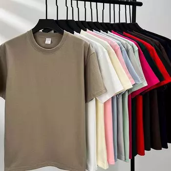 Мужская летняя футболка больших размеров 230 г, однотонная, с круглым вырезом, свободная, с заниженной линией плеч, антибактериальная, с коротким рукавом 3XL