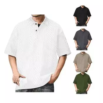 Мужская летняя футболка больших размеров с коротким рукавом и отложным воротником в европейском и американском стиле, модная трикотажная рубашка-поло свободного кроя S