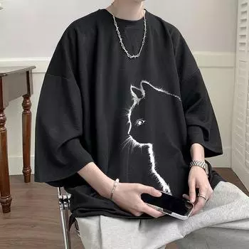 Мужская летняя футболка больших размеров с круглым вырезом и коротким рукавом, повседневная дышащая однотонная футболка с короткими рукавами 5XL белый