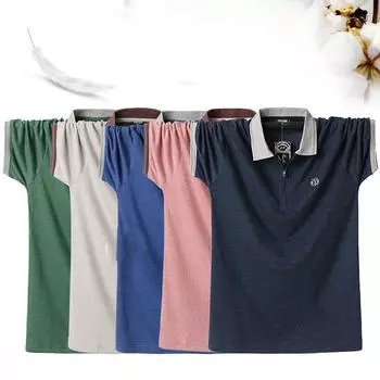 Мужская летняя футболка больших размеров, свободная и удобная футболка, мужская рабочая хлопковая рубашка-поло с короткими рукавами, дышащая футболка с откидным воротником на молнии M