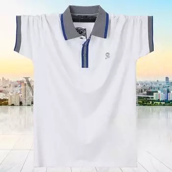 Мужская летняя футболка больших размеров, свободная и удобная футболка, мужская рабочая хлопковая рубашка-поло с короткими рукавами, дышащая футболка с откидным воротником на молнии M белый