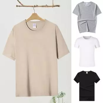 Мужская летняя футболка для фитнеса с бесшовным вырезом и короткими рукавами, свободный тонкий эластичный мягкий дышащий быстросохнущий пуловер, повседневный мужской спортивный топ для спортзала L чёрный