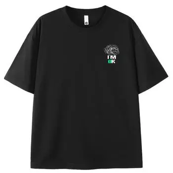 Мужская летняя футболка Ice Silk Cool Feeling Creative Line с принтом, оригинальная свободная и универсальная, с короткими рукавами для мужчин и женщин M чёрный