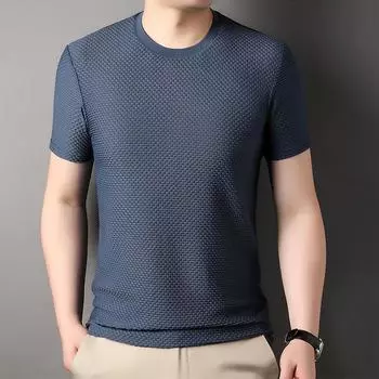 Мужская летняя футболка, мягкая дышащая повседневная рубашка для мальчиков M чёрный