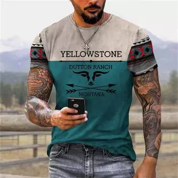 Мужская летняя футболка с 3D принтом желтого камня, большие размеры, свободная футболка с коротким рукавом и круглым вырезом, винтажная футболка, модная мужская одежда 6XL