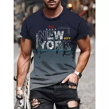 Мужская летняя футболка с графическим принтом и круглым вырезом - мягкая слегка эластичная полиэстеровая ткань, повседневная футболка с коротким рукавом для активного отдыха S