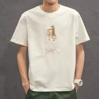 Мужская летняя футболка с коротким рукавом и пуловером с вышивкой M белый