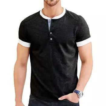 Мужская летняя футболка с коротким рукавом и круглым вырезом XL чёрный