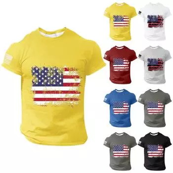 Мужская летняя футболка с коротким рукавом и принтом, повседневная футболка с принтом в стиле ретро, уличные спортивные топы XL жёлтый