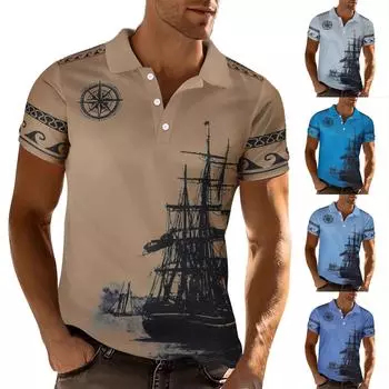 Мужская летняя футболка с коротким рукавом и карманом в парусном стиле с коротким рукавом L кофейный