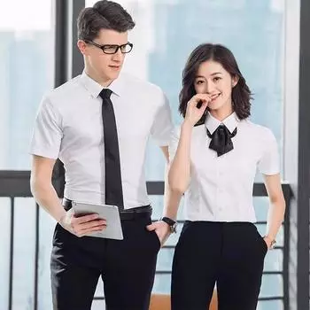 Мужская летняя футболка с коротким рукавом, облегающая, деловая, однотонная, профессиональная, белая, рабочая рубашка M