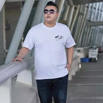 Мужская летняя футболка с круглым вырезом, эластичная, с короткими рукавами, удобная повседневная спортивная футболка больших размеров, хлопковая однотонная дышащая футболка M белый