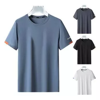 Мужская летняя футболка с круглым вырезом, эластичная, с короткими рукавами, однотонный пуловер, дышащая, быстросохнущая, мягкая, для бега, бега, тренировок в тренажерном зале, спортивный топ XL чёрный