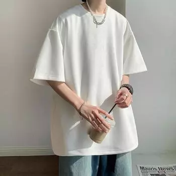 Мужская летняя футболка с круглым вырезом и коротким рукавом, повседневная дышащая однотонная футболка с коротким рукавом 3XL белый