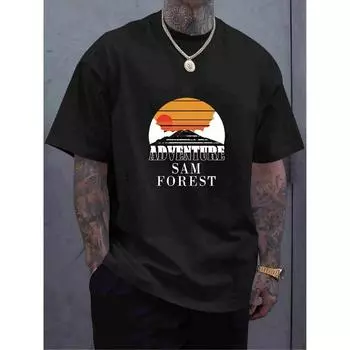 Мужская летняя футболка с принтом заката, повседневная футболка большого размера с круглым вырезом S