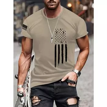 Мужская летняя футболка с рисунком — модная свободная модель с круглым вырезом и яркими графическими принтами — идеально подходит для повседневной носки в теплую погоду. S