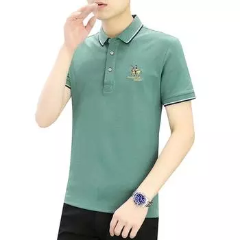 Мужская летняя футболка с вышитыми лацканами в деловом стиле, мужская хлопковая мужская футболка с коротким рукавом L