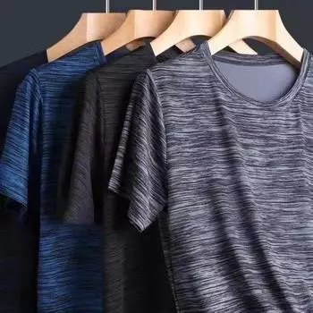 Мужская летняя футболка со свободным круглым вырезом, мягкая дышащая, эластичная, быстросохнущая, впитывающая пот, повседневная пуловер больших размеров для бега в тренажерном зале, фитнес-топ XL светло-серый
