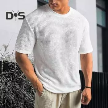 Мужская летняя футболка сплошной цвет с круглым вырезом с короткими рукавами Мягкий дышащий эластичный свободный пуловер Спортивный деловой повседневный мужской спортивный офисный топ L хаки