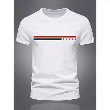 Мужская летняя футболка свободного размера с принтом в виде букв PARIS, повседневная, удобная, с круглым вырезом и короткими рукавами 6XL