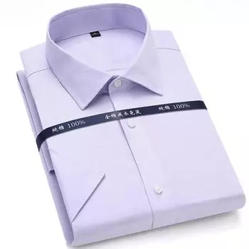 Мужская летняя хлопковая футболка большого размера с коротким рукавом, однотонная деловая рубашка в деловом стиле 37