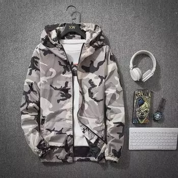 Мужская летняя камуфляжная солнцезащитная куртка 8803 XXL серый/камуфляжный