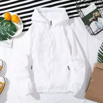 Мужская летняя куртка от солнца с капюшоном и длинным рукавом на молнии с карманами, однотонная уличная шелковая верхняя одежда M серый