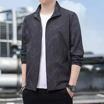 Мужская летняя легкая и однотонная уличная свободная одежда большого размера, защищающая от солнца, водонепроницаемая ветровка M