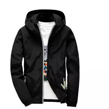 Мужская летняя легкая и однотонная уличная свободная одежда большого размера, защищающая от солнца, водонепроницаемая ветровка XL чёрный