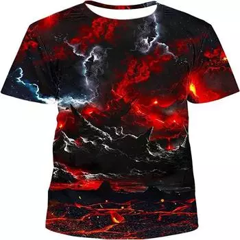 Мужская летняя мода 3D-печатный узор со звездами и космосом, повседневная футболка с круглым вырезом и коротким рукавом, уличный тренд, большой размер, дышащий топ S