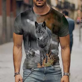 Мужская летняя модная футболка с коротким рукавом, футболка с 3D принтом Carrion Wolf