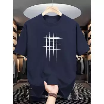 Мужская летняя модная повседневная свободная футболка большого размера с графическим принтом в виде линий, спортивная, с круглым вырезом и короткими рукавами S