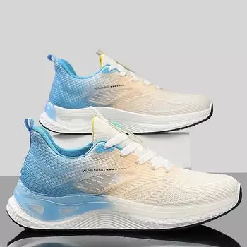 Мужская летняя модная спортивная обувь Flyknit, дышащая обувь для бега, повседневная обувь 39 синий/серый