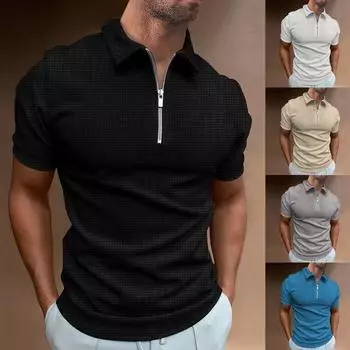 Мужская летняя мужская рубашка для гольфа с короткими рукавами, приталенная модная дышащая мужская рубашка для гольфа L чёрный