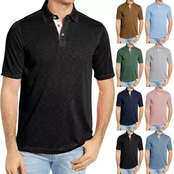 Мужская летняя мужская рубашка для гольфа с короткими рукавами, приталенная модная дышащая мужская рубашка для гольфа L имбирный