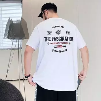 Мужская летняя мужская свободная большая повседневная футболка с короткими рукавами и принтом New Tide большого размера M