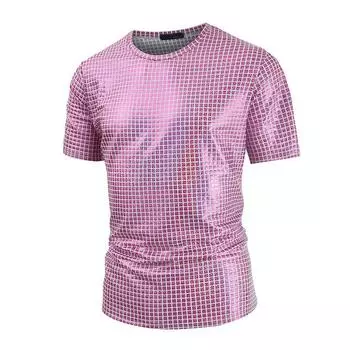 Мужская летняя новая большая клетчатая футболка с коротким рукавом и круглым вырезом с ярким рисунком S