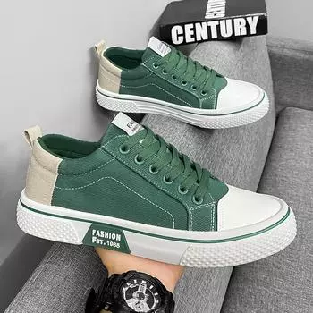 Мужская летняя новая дышащая универсальная обувь для скейтбординга 2025 года, мужская повседневная спортивная обувь с мягкой подошвой, модная парусиновая обувь 39 зелёный